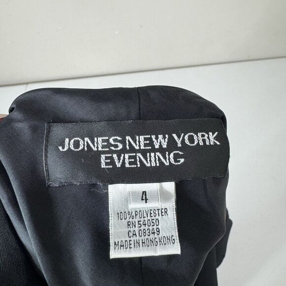 Vintage Jones New York Womens Dress 4 Black Cowl Beaded Crepe Gown Formal Prom - Picture 11 of 13
